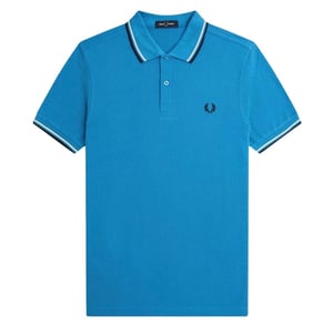 Fred Perry Herenpoloshirt met dubbele kraag (Wit/zwart/blauw)