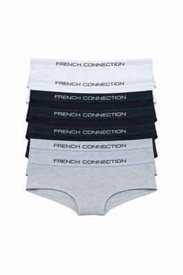 Grey 7 Pack Cotton Ladies Hipster Full Briefs