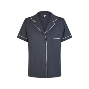 By Louise Dames korte pyjama set modal shortama met knoopsluiting donker