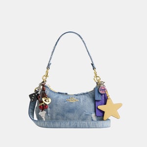 Teri Shoulder Bag In Loved Denim With Charms