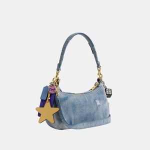 Teri Shoulder Bag In Loved Denim With Charms
