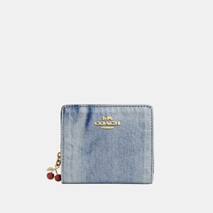 Snap Wallet In Loved Denim With Charm