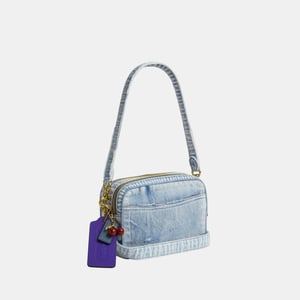 Mini Carey Crossbody Bag In Loved Denim With Charms