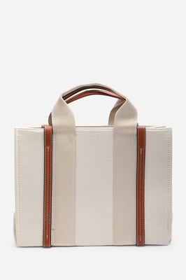 Wheres That From Margaret Canvas Stripe Tote Bag with Cross Body Strap