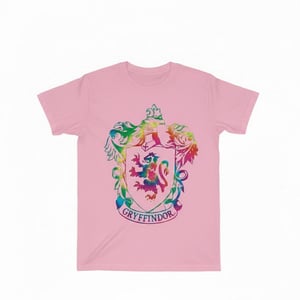 Harry Potter Meisjes Gryffindor Crest Tie Dye Ingevuld Katoenen T-Shirt (Baby Roze)