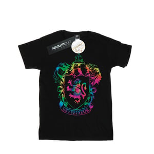 Harry Potter Meisjes Gryffindor Crest Tie Dye Ingevuld Katoenen T-Shirt (Zwart)