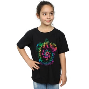 Harry Potter Meisjes Gryffindor Crest Tie Dye Ingevuld Katoenen T-Shirt (Zwart)