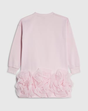 River Island Girls Shirt Dress Pink Rosette Hem Sweatshirt