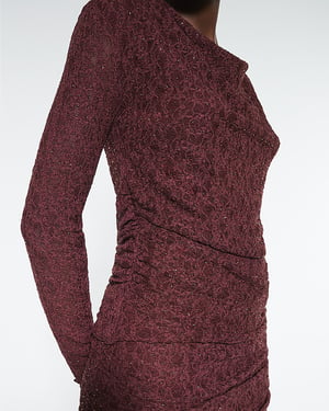 River Island Womens Top Red Cowl Neckline Hotfix Lace
