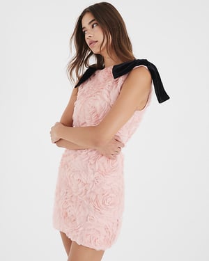 River Island Womens Mini Dress Pink Sleeveless 3D Rose Floral