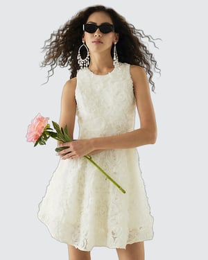 River Island Womens Mini Dress White 3D Floral Occasion Sleeveless