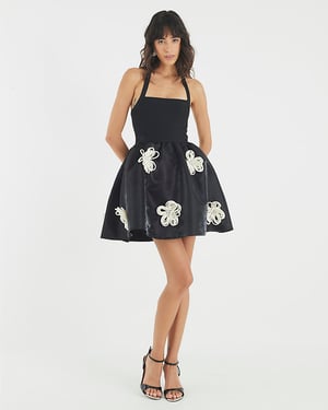 River Island Womens Mini Dress Black Sleeveless 3D Floral