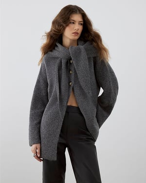 River Island Womens Cardigan RI Studio Grey Scarf Alpaca Blend