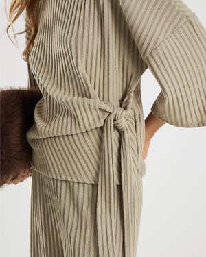 River Island Womens Top Khaki Cosy Ribbed Knot Side