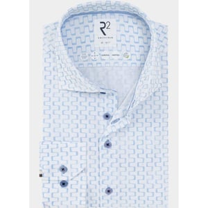 R2 Amsterdam Casual hemd lange mouw blue irregular lines print co 132.wsp.024/018