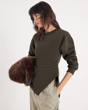 River Island Womens Sweatshirt Green Long Sleeve Draped