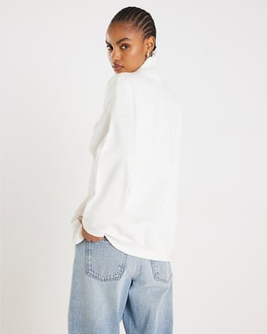River Island Womens Sweatshirt Cream Knit Mix Roll Neck