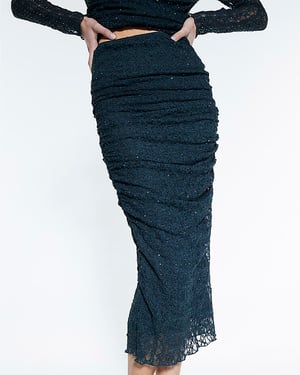 River Island Womens Midi Skirt Green Hotfix Embellished Lace