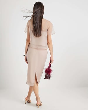 River Island Womens Midi Skirt Pink Organza Flower