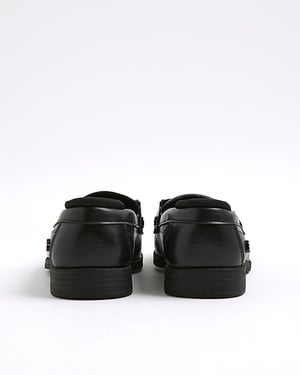 River Island Boys Loafers Shoes Black Snaffle Detail