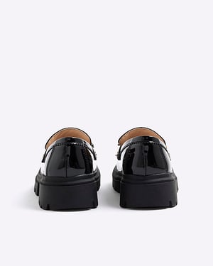 River Island Girls Chunky Loafers Black Floral Shoes