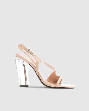 River Island Womens Sandals Pink Perspex Block Heeled