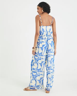 River Island Womens Jumpsuit Blue Sleeveless Printed