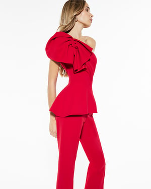 River Island Womens Jumpsuit Red Sleeveless Asymmetric Ruffle