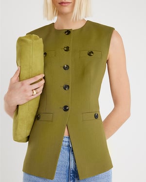 River Island Womens Waistcoat Green Sleeveless Button Up Top
