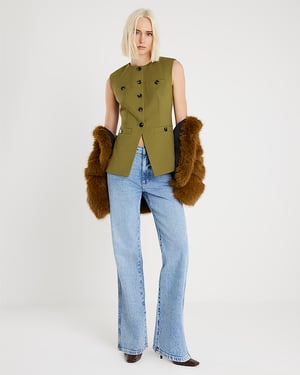 River Island Womens Waistcoat Green Sleeveless Button Up Top