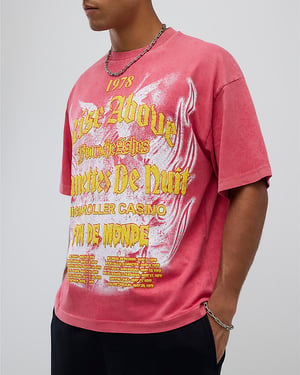 River Island Mens T-Shirt Pink Oversized Fit Rise Above