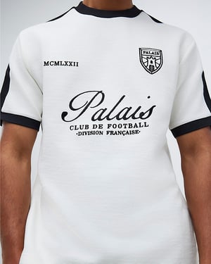 River Island Mens T-Shirt White Regular Fit Palais Badge