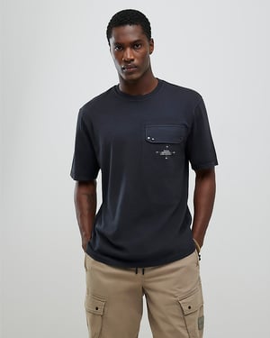 River Island Mens T-Shirt Grey Regular Fit Chest Pocket