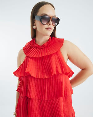 River Island Womens Top Red Halter Neck Ruffle