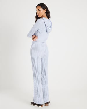 River Island Womens Hoodie Blue Long Sleeve Cable Knit