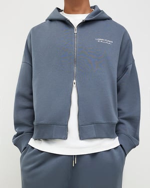 River Island Mens Hoodie Grey Oversized Luminis Zip Through