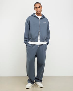 River Island Mens Hoodie Grey Oversized Luminis Zip Through