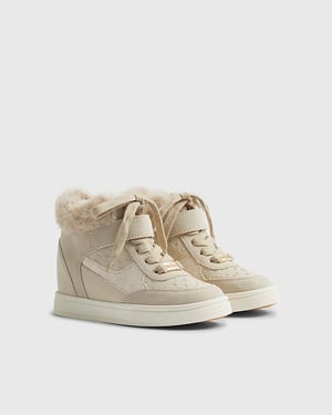 River Island Girls Trainers Beige Wedge High-Top Sneakers