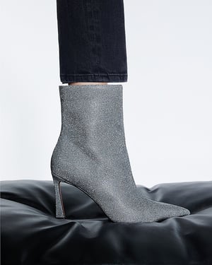 River Island Womens Ankle Boots Silver Glitter