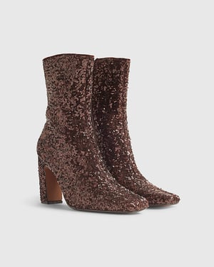 River Island Womens Sock Boots Bronze Sequin