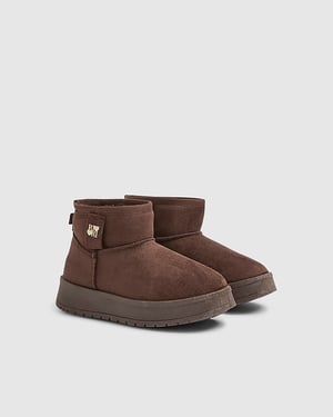 River Island Girls Boots Brown Faux Fur Lined