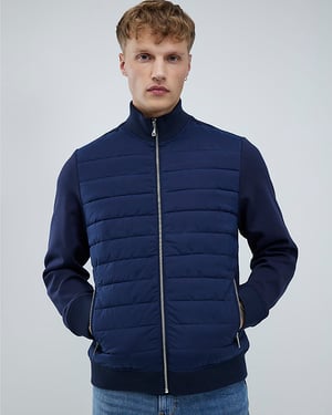 River Island Mens Jacket Navy Funnel Hybrid