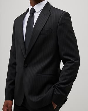 River Island Mens Suit Jacket Black Slim Fit Stripe
