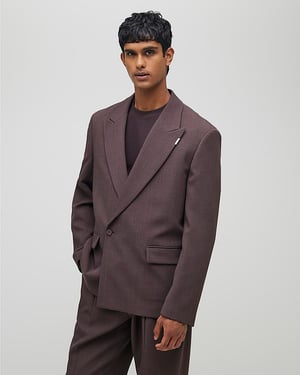 River Island Mens Suit Jacket Purple Relaxed Fit Wrap