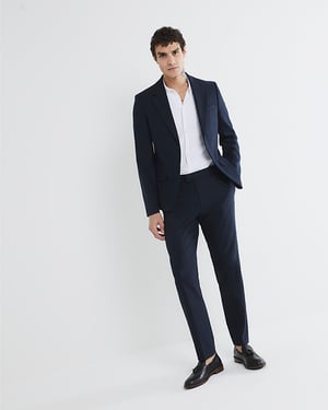 River Island Mens Suit Jacket Navy Stretch Skinny Fit