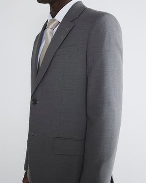 River Island Mens Suit Jacket Grey Stretch Slim Fit