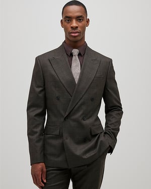River Island Mens Suit Jacket Brown Slim Fit Check