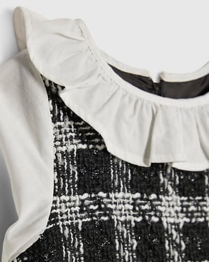 River Island Mini Girls Peplum Top Black Boucle