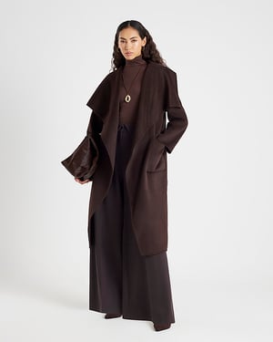 River Island Womens Coat Brown Premium Handmade Wool Blend