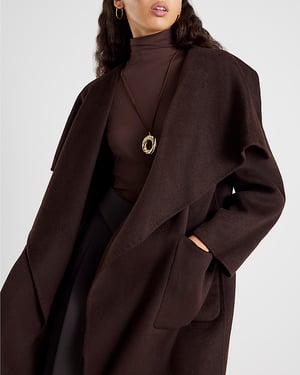 River Island Womens Coat Brown Premium Handmade Wool Blend
